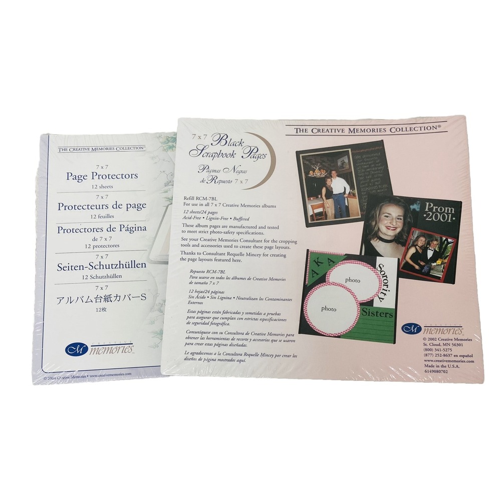 The Creative Memories Collection 7x7 Page Protectors 12 Sheets And Black Pages